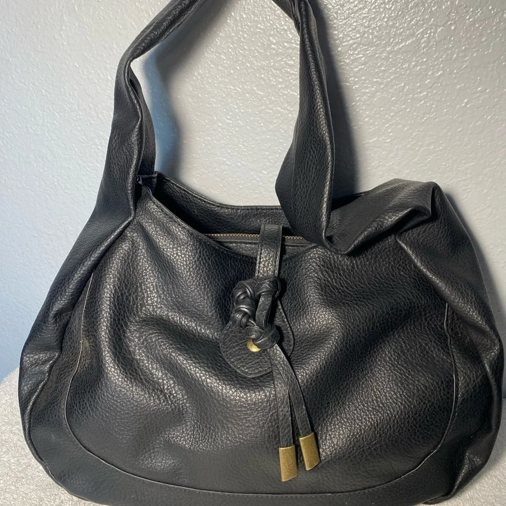 Time and Tru Black Hobo Bag with Knot Detail